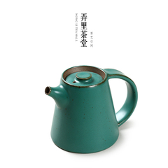 日式茶壶粗陶手执壶功夫茶具茶壶陶瓷开片可养家用小号单壶泡茶壶