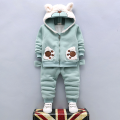 秋冬装女童加绒加厚套装男童韩版婴幼儿童宝宝保暖外套1-2-3-4岁