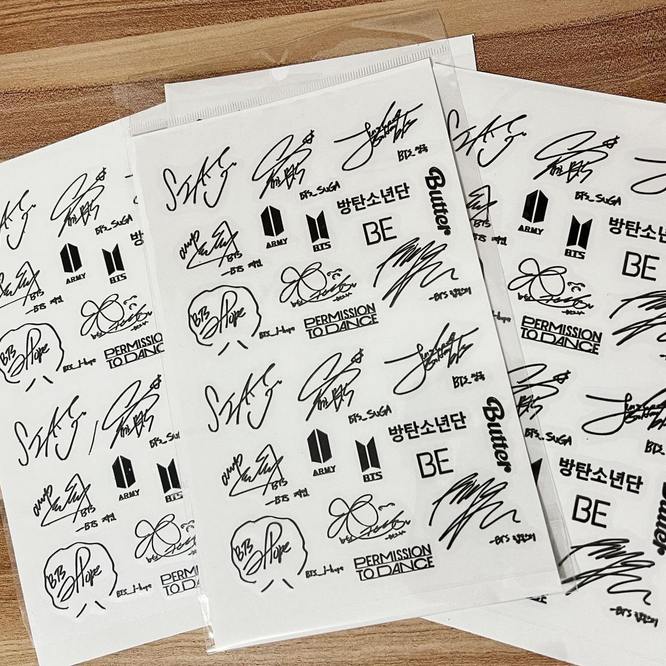 bts防弹少年团成员签名金属贴贴纸装饰贴纸 笔记本贴 趣味贴 现货