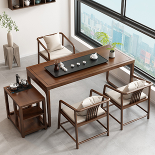 新中式实木阳台茶桌椅组合家用迷你小户型茶台禅意泡茶台现代简约