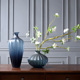北欧轻奢复古蓝玻璃花瓶简约现代家居客厅玄关餐桌插花器花艺套装