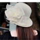 帽子女夏日系遮阳帽亚麻花朵渔夫帽可折叠盆帽防晒太阳帽透气凉帽