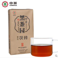 中茶黑茶园 湖南安化黑茶2015年润黑 金花茯砖茶800g茶叶正品