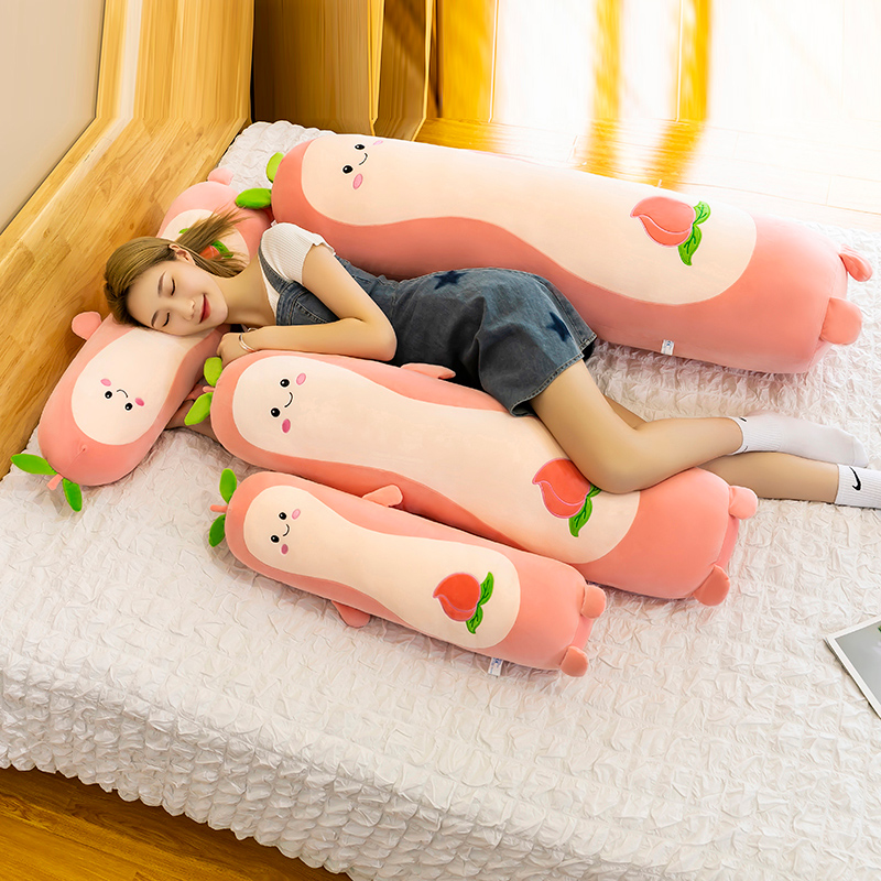 水蜜桃可爱抱枕软体玩偶长条毛绒靠背垫床头大靠垫沙发孕妇夹腿睡