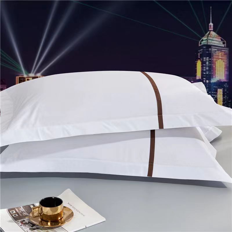 酒店专用枕套一对装宾馆床上用品全棉纯白色枕头套民宿五星级布草