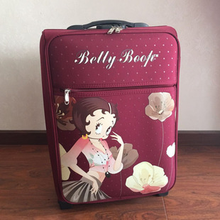 愛馬仕包包新加坡 BETTY BOOP 貝蒂旅行箱卡通可愛拉桿箱手提包包帆佈箱包印花包包 包包