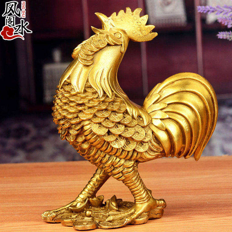 风水阁 铜公鸡纯铜金钱鸡金鸡摆件家居卧室装饰品客厅摆件