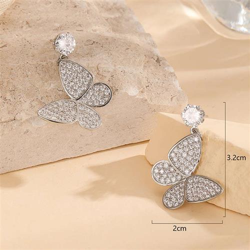 Diamond Butterfly Earrings Super Shiny Simple Fashion