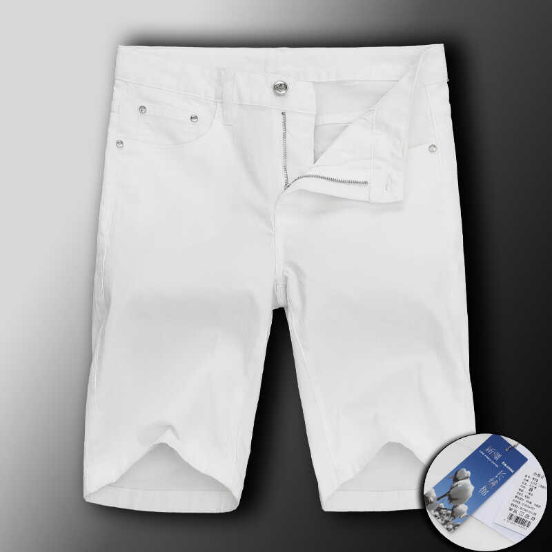 潮牌短裤男2024年夏季新款白色休闲五分裤男士薄款牛仔短裤子纯色