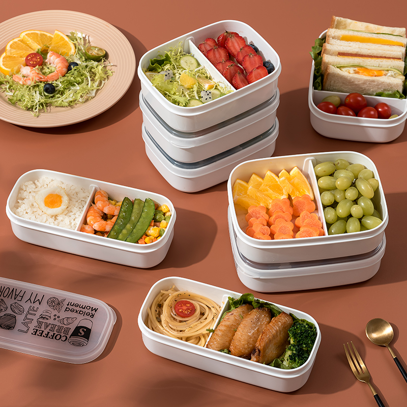 日本进口分隔型饭盒可微波炉加热餐盒水果便当盒保鲜盒冰箱收纳盒