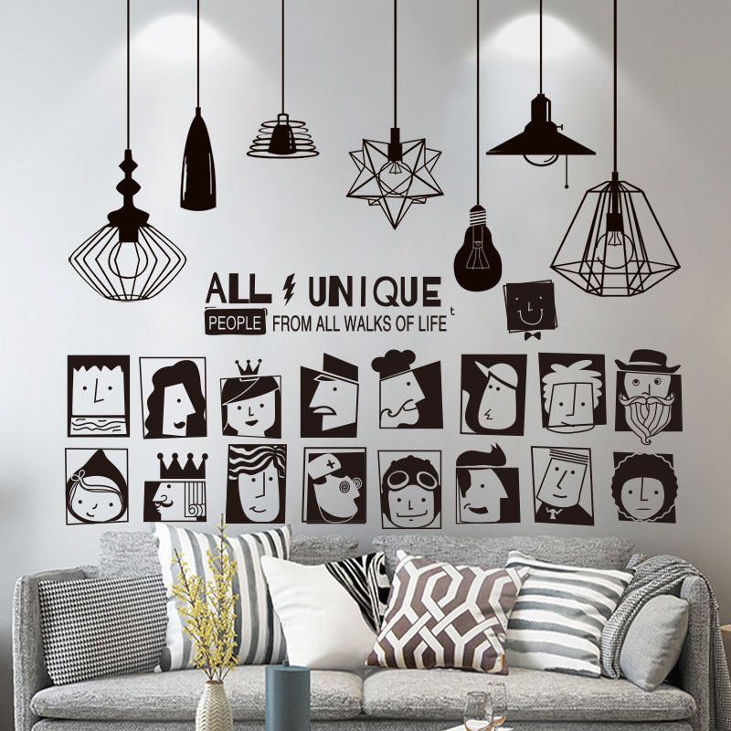 黑白个性创意客厅电视背景墙面墙壁贴画卧室墙纸自粘墙画装饰品