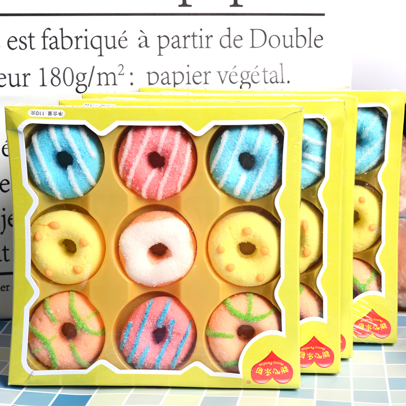 甜甜圈 可爱卡通棉花糖 蛋糕西点装饰小朋友儿童礼物小零食9个装