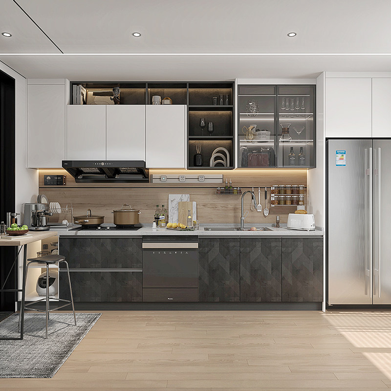 欧派整体橱柜定制石英石台面定做家用简约简易厨房橱柜灶台柜装修