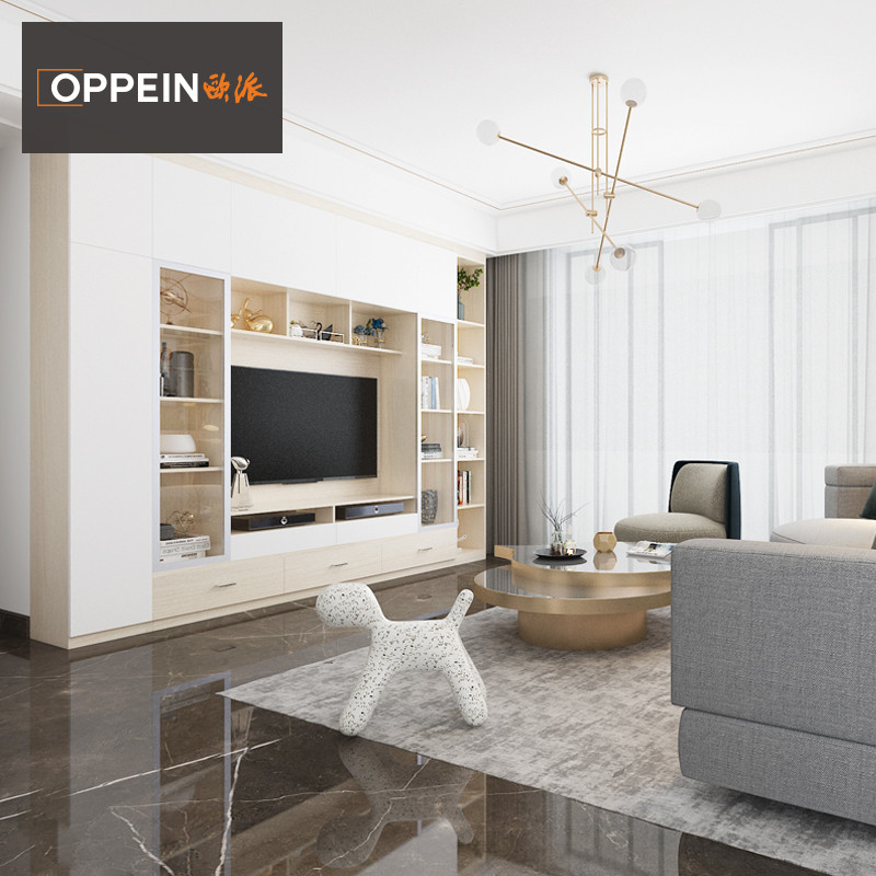 定金欧派全屋定制整体家具客厅电视柜整墙一体柜卡米诺1299元㎡