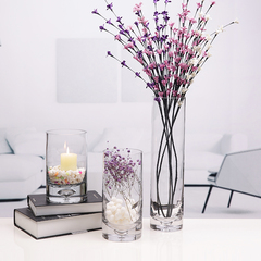 现代简约时尚加厚直通玻璃花瓶 百合玫瑰富贵竹插花透明玻璃花器