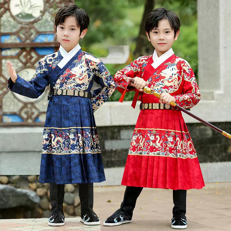 热销租汉服古装出租亲子装_出租儿童汉服男飞鱼服亲子古装汉服秀年会