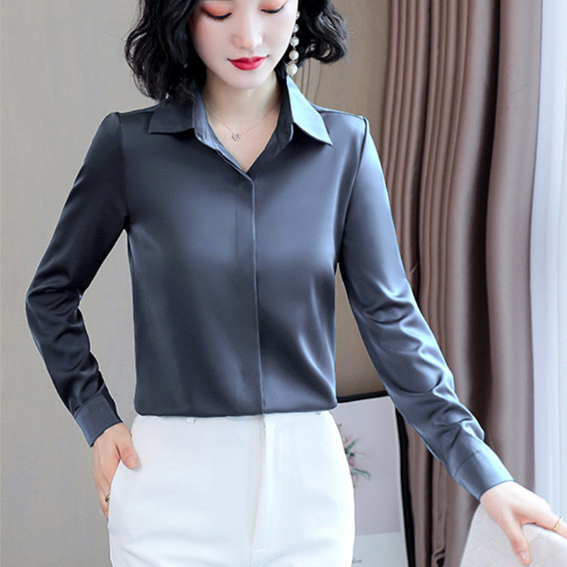 官网真丝长袖衬衫女装春2021年秋专柜正品哥弟新款国内代购ol上衣