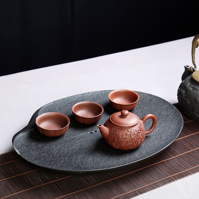 乌金石茶盘石头茶海大小号排水石材家用办公室圆形荷叶功夫茶具在类目 餐饮具, 茶具, 茶盘中 - 来自Buy2taobao.com提供专业的淘宝代购服务
