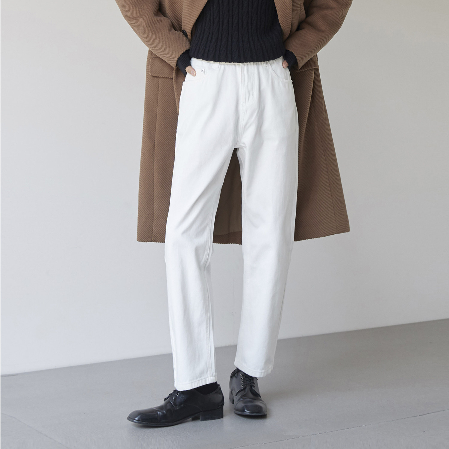 一折男士牛仔白色长裤_ajiune 牛仔裤男白色直筒宽松韩版ins复古高级