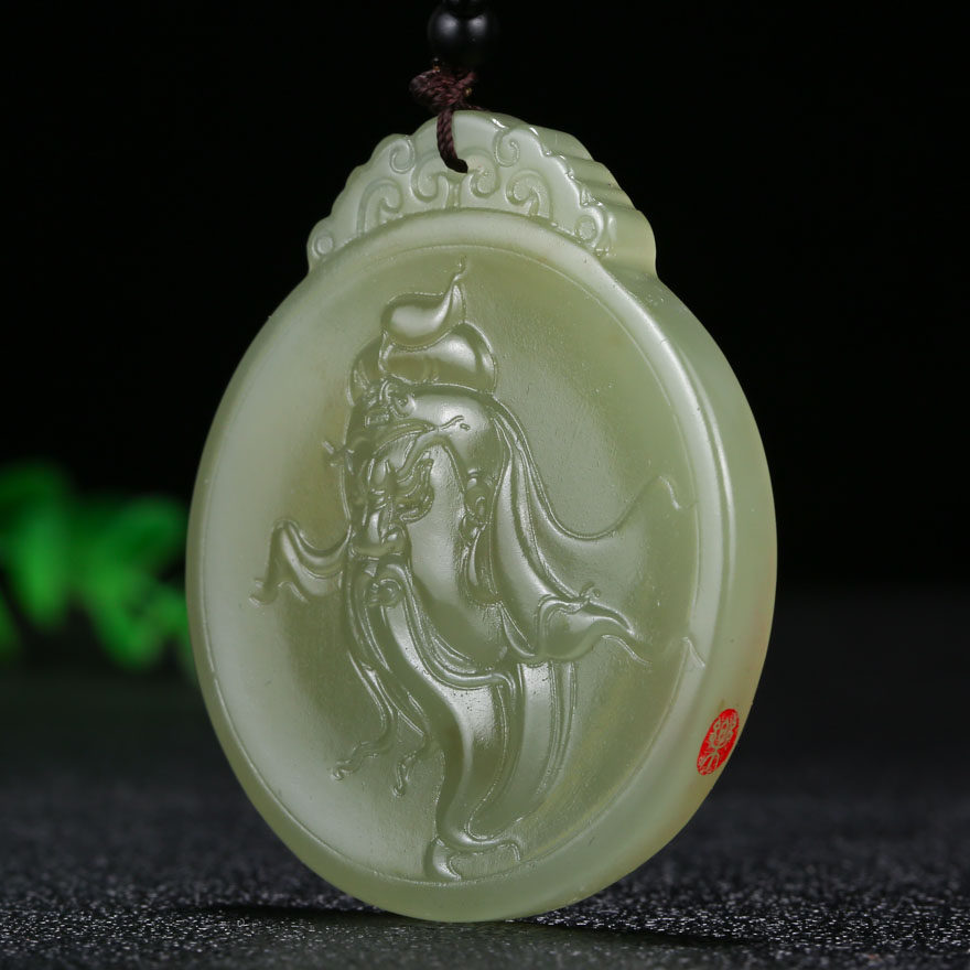 【一品关公】崔照乐玉雕工作室出品 和田玉挂件 37.32g lm166