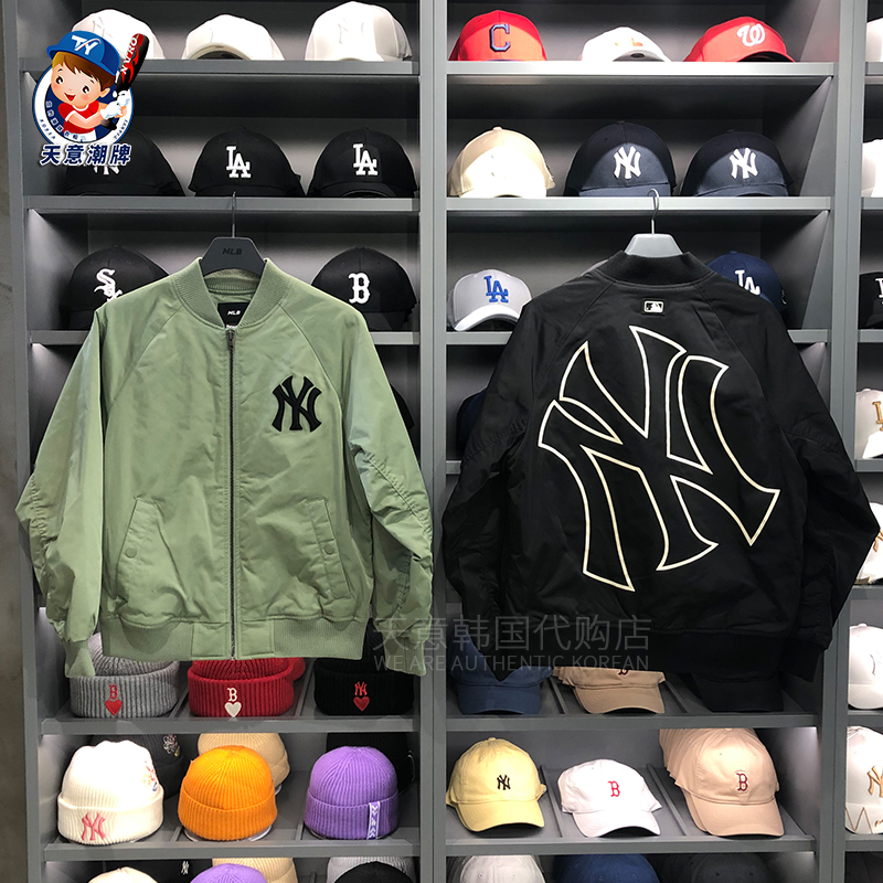 韩国mlb专柜正品2021新款背后镂空大标棒球服运动休闲长袖外套ins