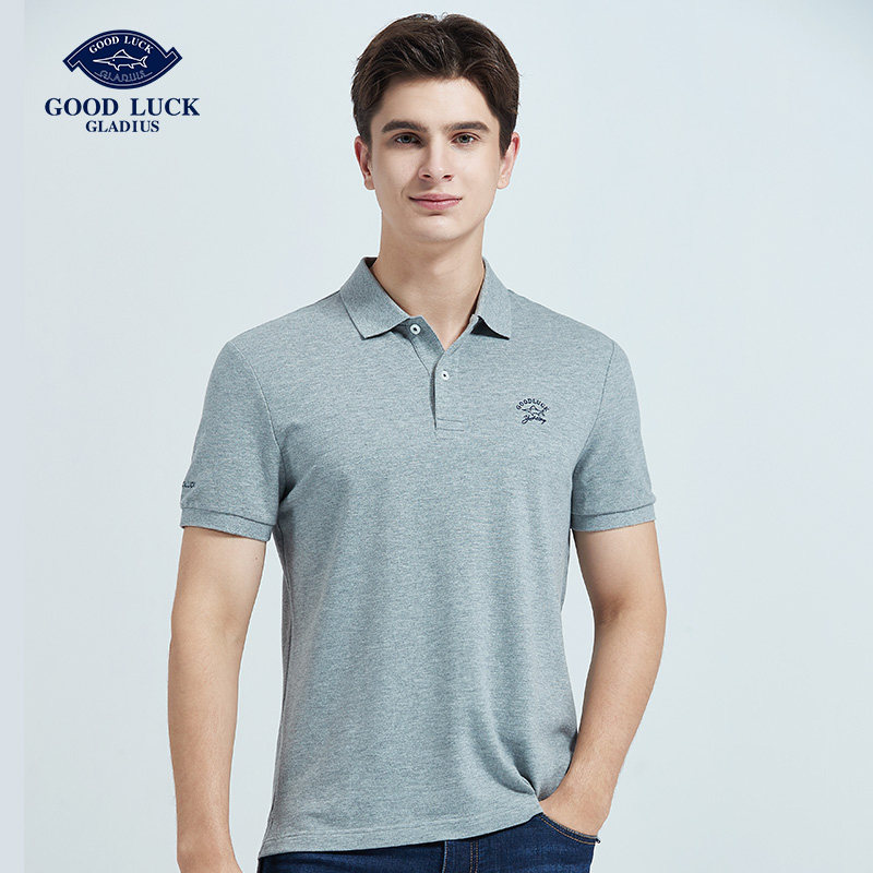 天猫￥1290折后价￥439德鲨夏季男装新款短袖有领t恤男青年时尚修身