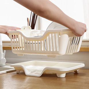 日式沥水碗架厨房放碗架碗碟沥水架塑料放碗置物架单层置碗架家用