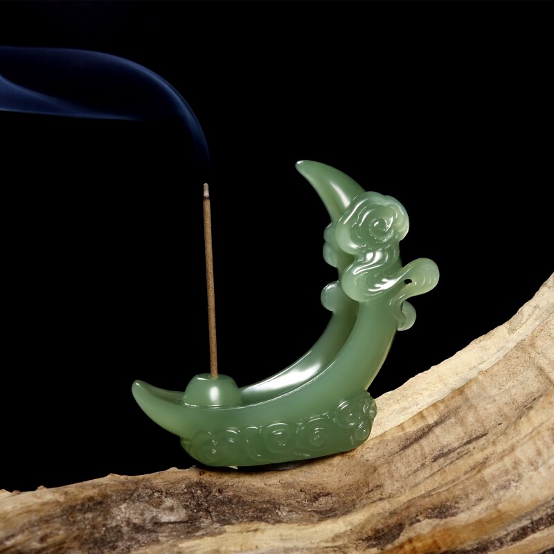 【中国玉石雕刻大师张春风作品】 和田玉花好月圆香插香道摆件