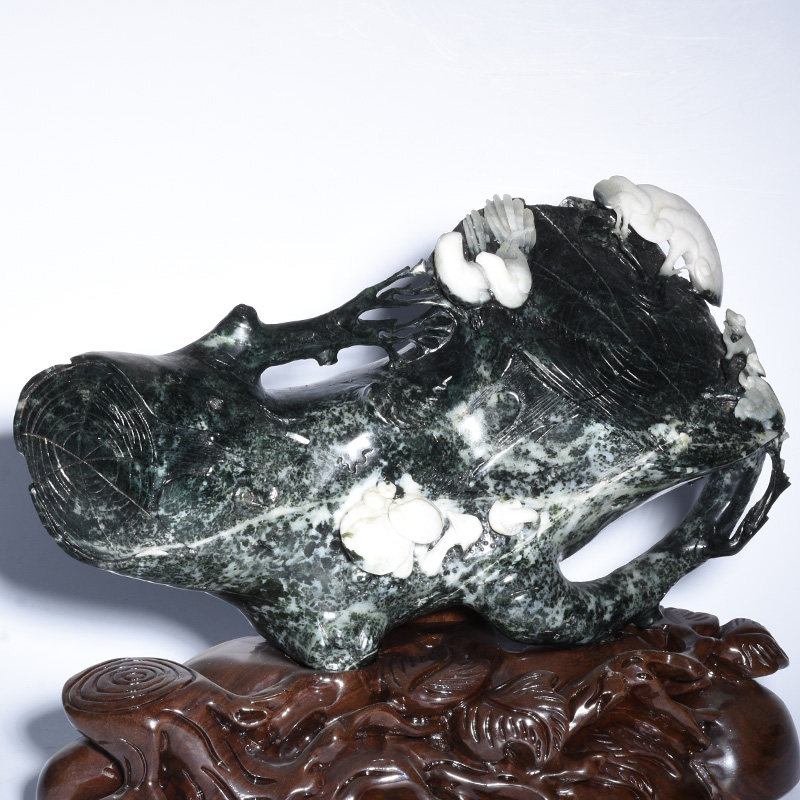 南阳玉雕镇平大师独山玉拍卖二 中国四大名玉 独山玉 枯木逢春 摆件