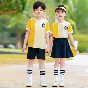 幼儿园园服夏季儿童纯棉短袖学院风大班毕业照班服夏装小学生校服