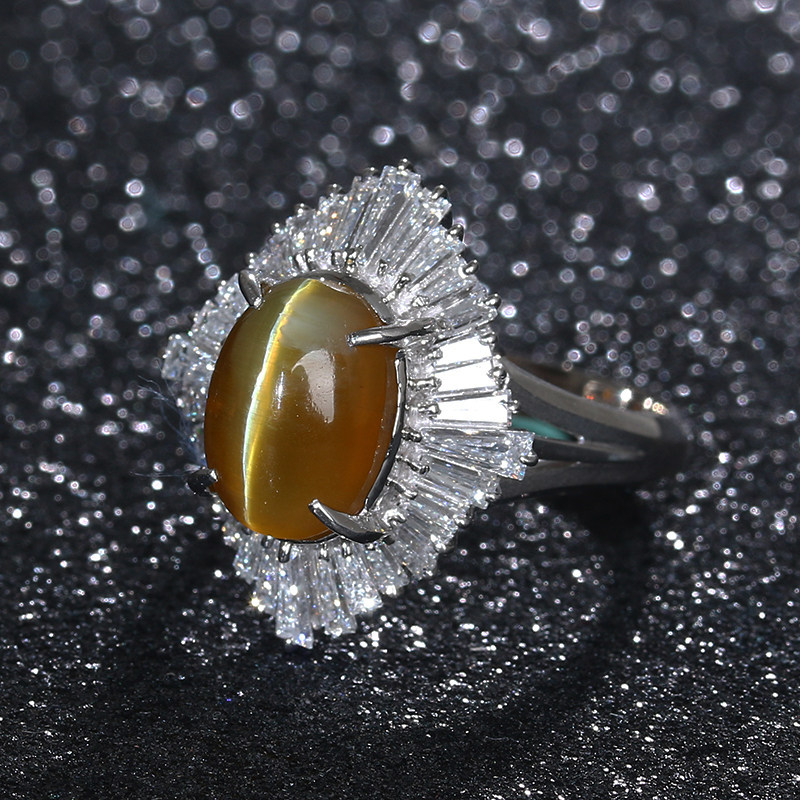 pt900欧泊【蛋白石猫眼】铂金镶嵌戒指 3.25ct【2603】