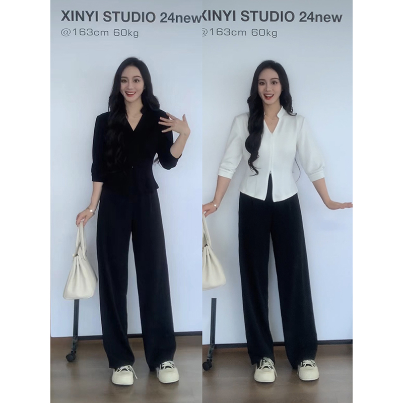 XINYI【品味之选】夏季空气层小衫女收腰显瘦气质百搭X624C05235