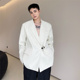 韩国ins网红小众高级感白色西装男韩版宽松痞帅设计感外套发型师