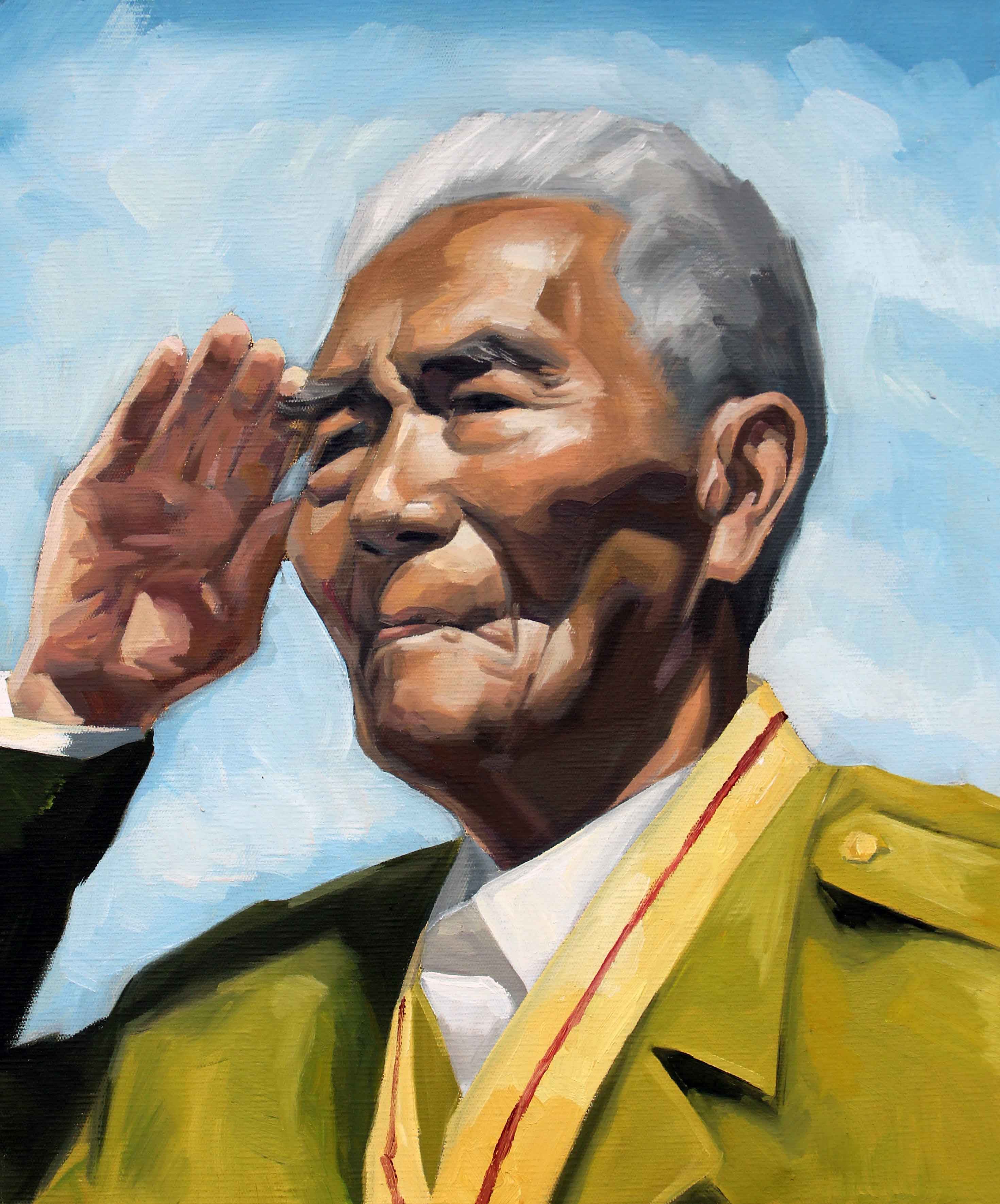 李小伍《老兵》工艺美术师 布面油画