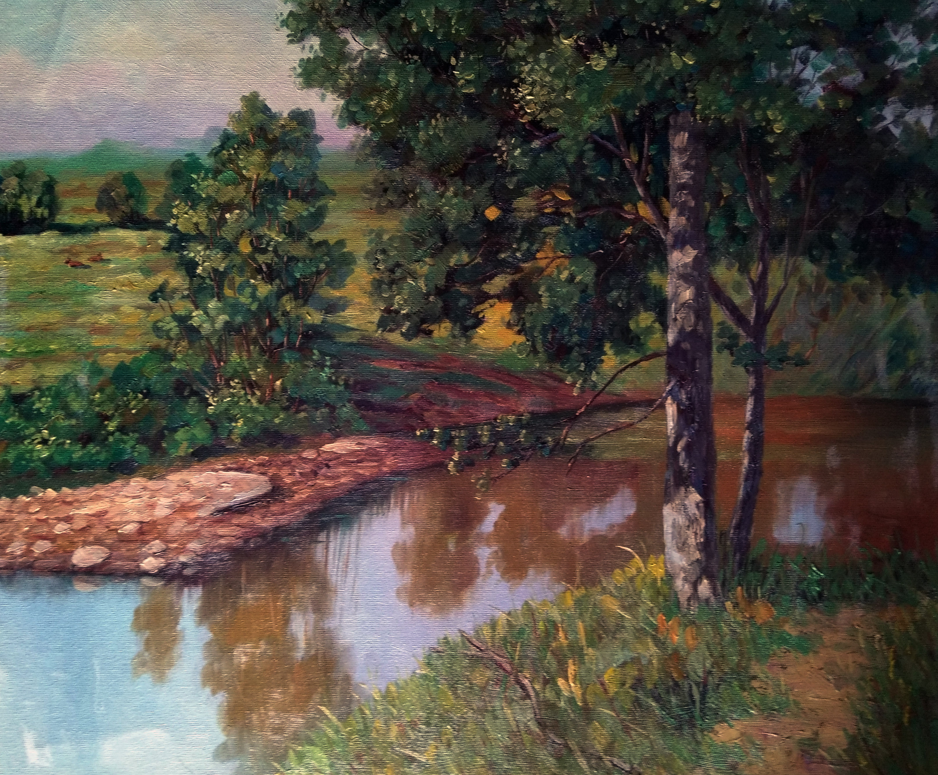 刘木波《小池塘》青年实力派画家 布面油画