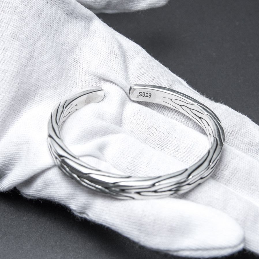 【55.4g】编丝手镯 s999纯银精制开口手镯 347