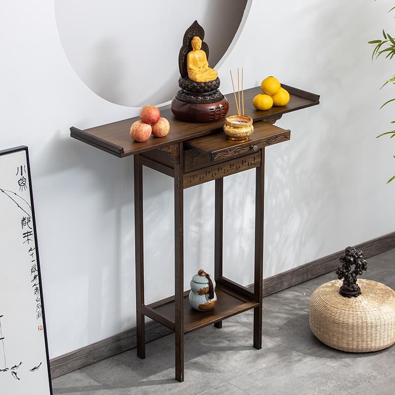 新中式实木条案供桌财神爷摆放架佛龛家用神台柜高端定制神龛供台