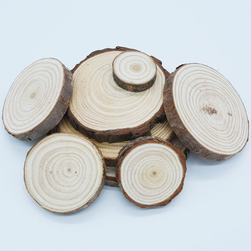 圆木片小木块实木diy材料手工原木片手绘木头木桩年轮松木片装饰