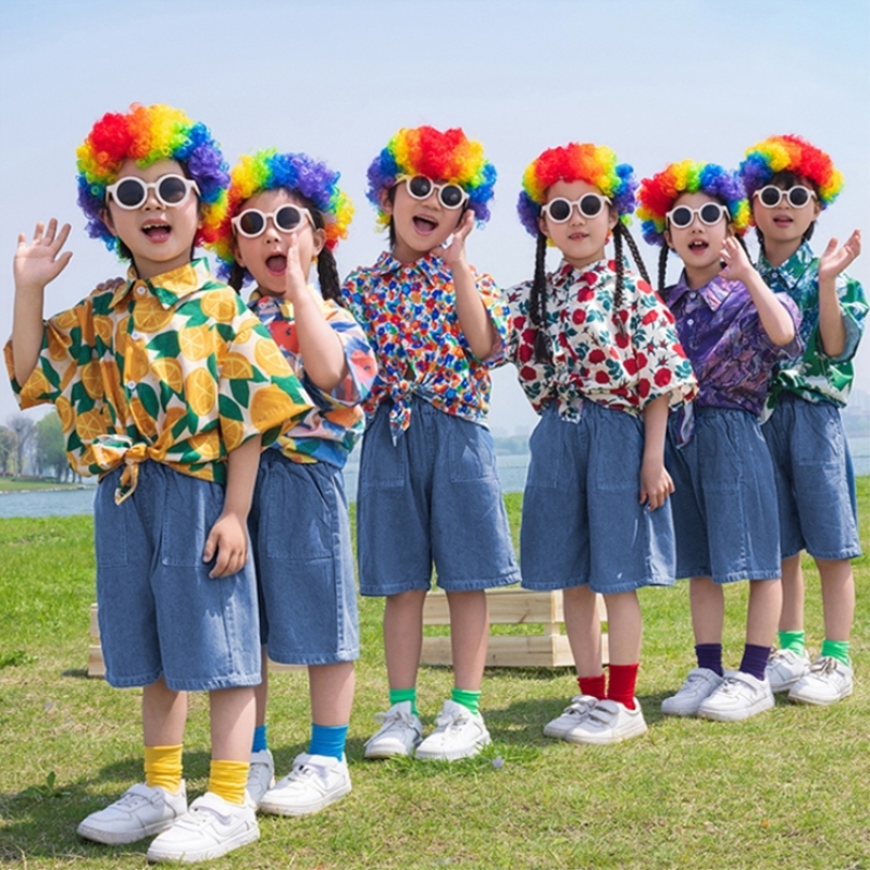 六一儿童啦啦队演出服小学生班服运动会服装幼儿园港风舞蹈表演服