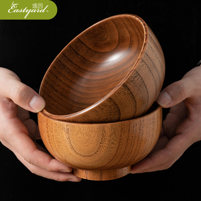 实木酸枣木碗成人儿童宝宝木质餐具套装大号日式木饭碗家用小汤碗