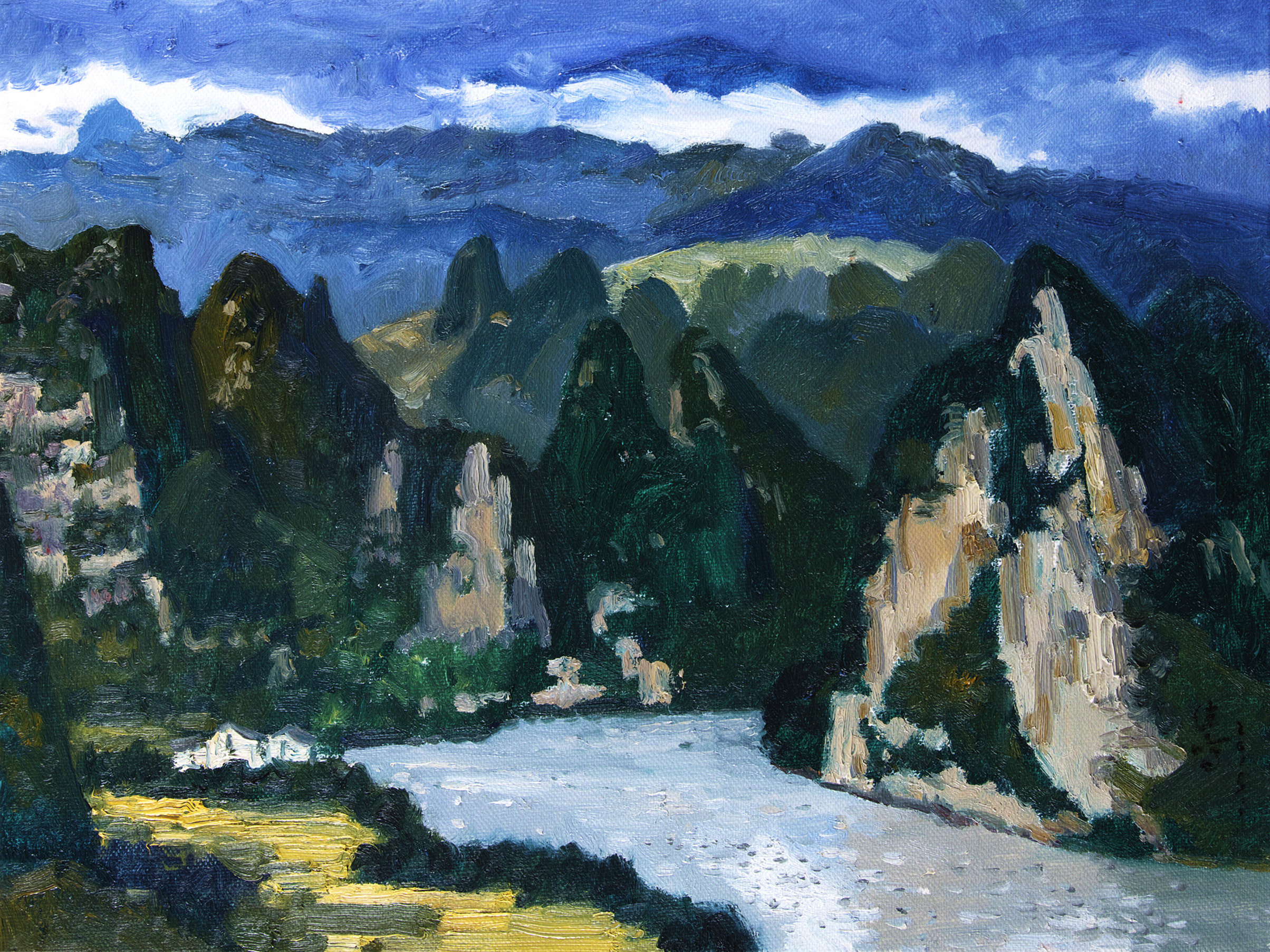 【学院艺术】中国美院 丁继鸣《青山绿水》布面油画