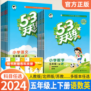 2024春新版 小学53天天练五5年级上册下册同步训练语文数学英语全套人教版北师大苏教外研西师版五三小儿郎5.3天天练专项练习题册