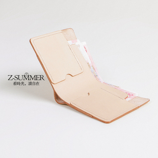 古馳官網有發票嗎 Z-SUMMER新款原創手工植鞣皮錢包女短款真皮票夾簡約復古牛皮錢夾 古馳官網男包