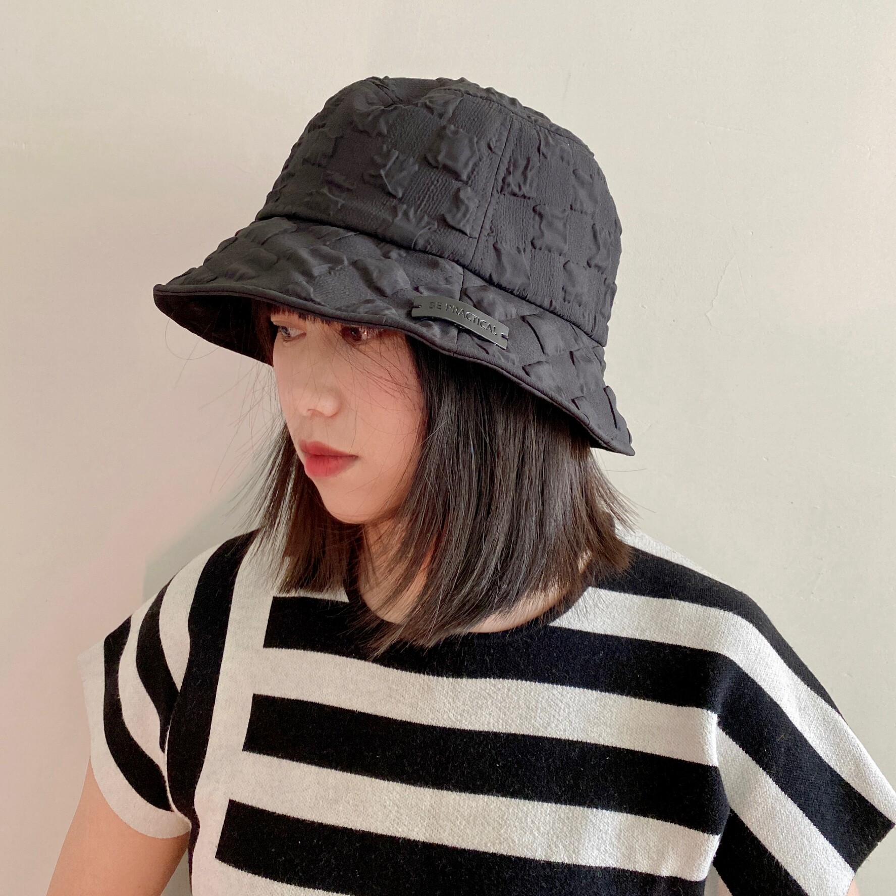 帽子女设计感小众水桶帽超轻透气日本棉渔夫帽卡其色暗黑系春夏