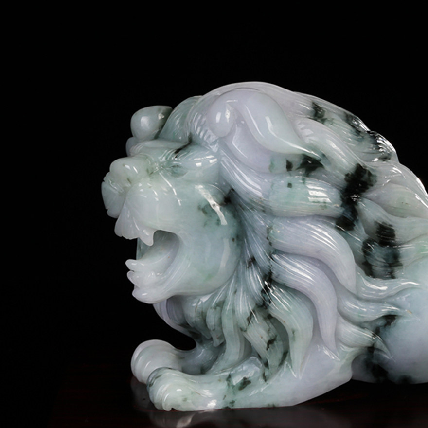 【源头好货-四会】天然a货翡翠狮子小摆件1.08千克