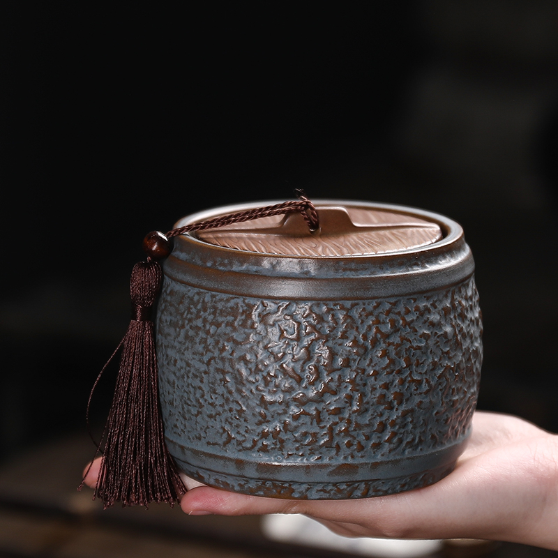 陶瓷茶叶罐小号复古便携精品通用半斤装普洱茶叶储存密封罐子家用