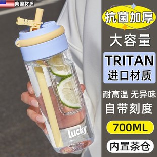 美国水杯tritan材质2024新款女夏天季大容量学生便携耐高温吸管杯