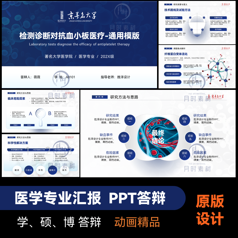 大学毕业答辩动态动画ppt模板简约术硕士博士医学院医疗护理查房