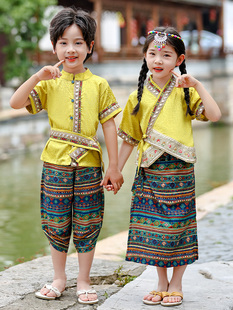 男童傣族服夏季云南旅游西双版纳女童少数民族服饰儿童演出服套装
