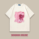 双面间谍 WOODOO 设计师品牌 美式复古趣味猫咪卡通 男女短袖T恤